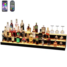 MESAlLUP Acrylic 60 Inch 3 Tier Detachable LED Lighted Liquor Bottle Display ...