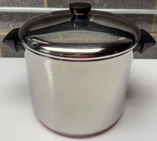 Vintage Revere Ware 8 Qt Stock Pot Stainless Copper USA Clinton IL Large Clean