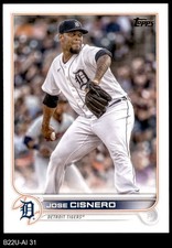 2022 Topps Update #31 Jose Cisnero Tigers 8 - NM/MT