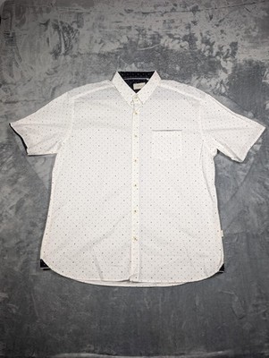 7 Diamonds Vision Quest Shirt Mens 2XL White Geometric Short Sleeve Button Up