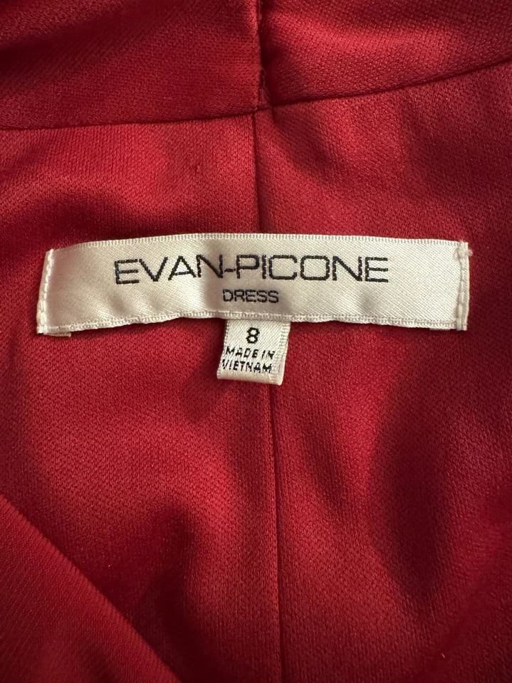 Vestido Evan Picono Rojo Cintura Acanalada Midi Talla 8 Navidad Fiesta Boda Foto 4 de 4