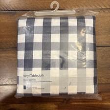 New Vinyl Tablecloth Navy  White Check 60  X 84  Oblong