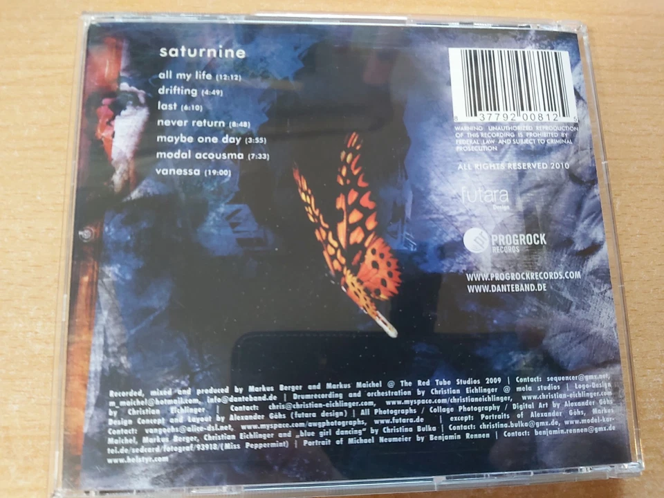 DANTE -- Saturnine -- CD, Album -- ProgRock Records 2010 -- Wie Neu - Bild 2 von 2