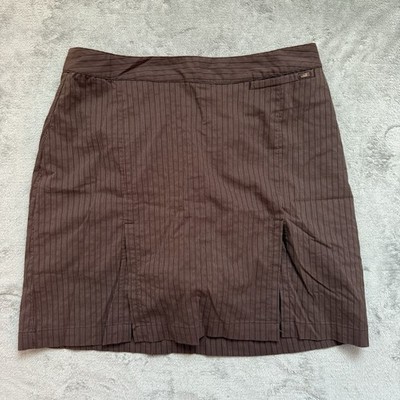 Lole Brown Pinstriped Cotton Nylon Poly Skort Women s Size 10 Golf Sports