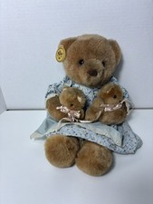 Russ Brown Plush Bear Set of 3 with Floral Dress and Bow