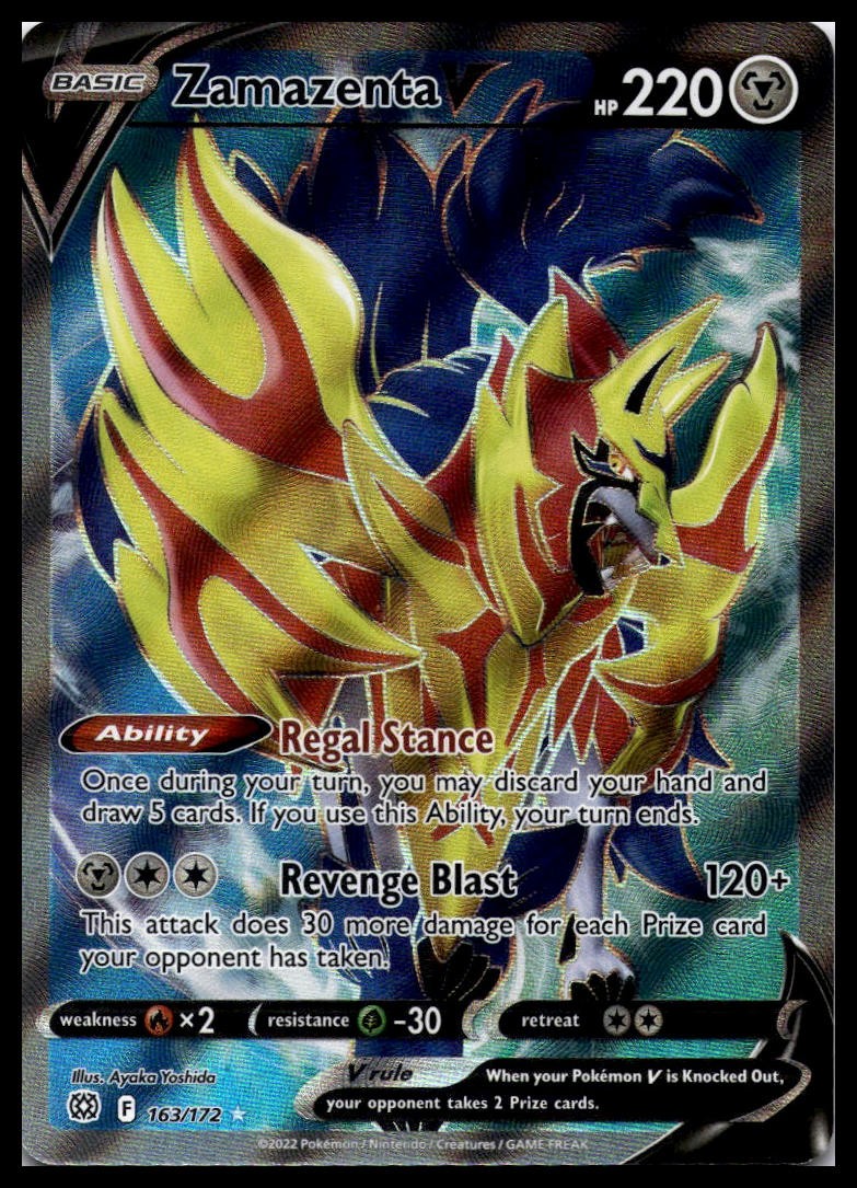 Zamazenta V (Full Art) 163/172 SWSH09: Brilliant Stars Pokemon Card | NM