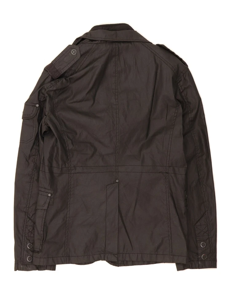 Jaqueta corta-vento militar masculina JACK & JONES Reino Unido 36 pequena preta algodão CK02 - Imagem 2 de 3