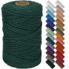 Dark Green Macrame Cord 5mm 109 Yards Cotton Rope Twisted Craft Plant Hanger