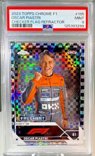 Oscar Piastri [Checker Flag X-fractor] #195 2023 Topps Chrome Formula 1 card