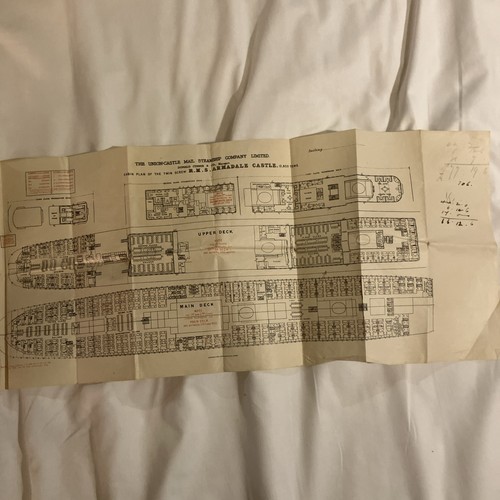 Merchant Navy Ephemera Union castle line (73) Armadale cathedral deck plan