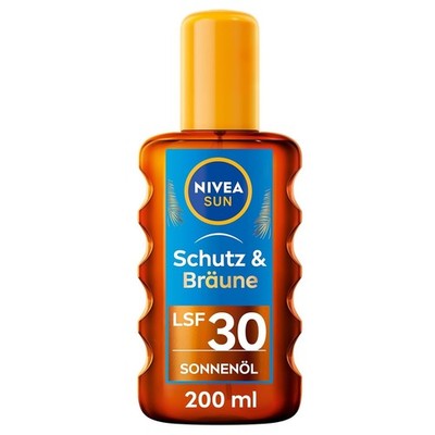 NIVEA SUN Schutz & Bräune Sonnenöl Spray LSF 30 (200 ml), Sonnencreme mit Pro-Me