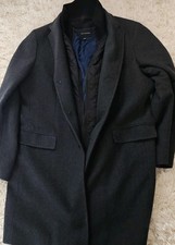 Banana Republic Men's XL Car Coat Wool Button Optional Zip-up