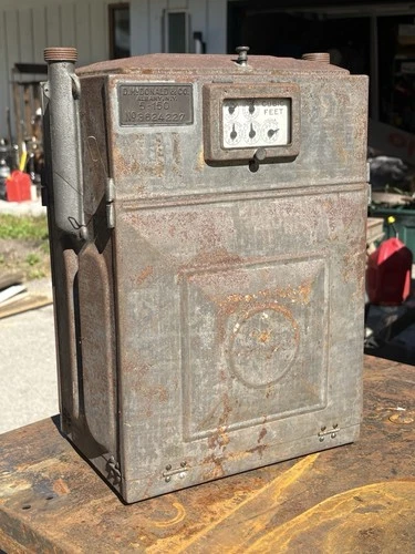 Antique Tin Gas Meter D McDonald New York 1930s very rare early leather guts