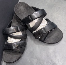 VIONIC HADLIE Orthotic Comfort Black Slip On Sandals Size US 8 M Adjustable