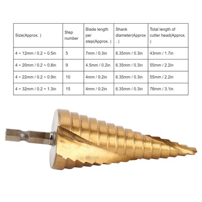 Step Drill Bit High Speed Steel Hole Cutter Tool Mit Hex-Griff Zum Bohren V UB