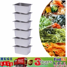6 PACK 1/2 Size 6" Deep Stainless Steel Hotel Steam Prep Table Buffet Food Pan