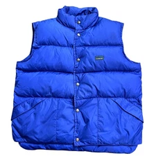 Vintage L.L. Bean Down Vest Mens Blue Puffer Sleeveless Outdoor Full Snap Sz L