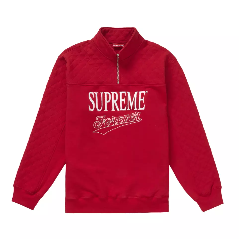 Neuf ! Sweat demi zippé Supreme S/S 19 Forever (rouge) grand
