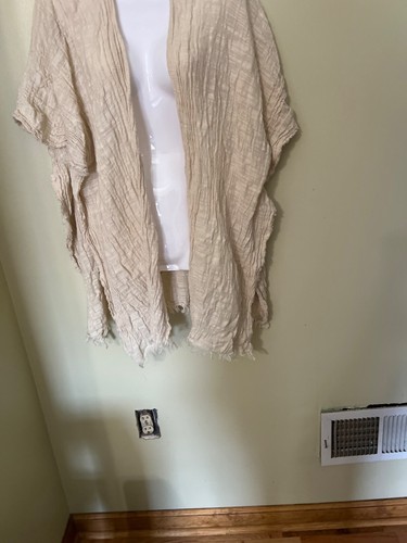 Beige Kimono Cardigan OSFM Universal Thread Open Front Gauzy Beachy Boho - Imagen 8 de 12