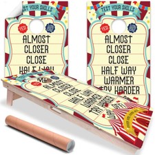 Carnival Fun Cabin Family Reunion Cornhole Board Wraps and Decals Vinyl Sticker