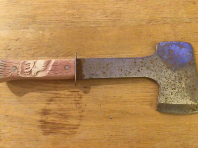 Vintage Boy Scout Imperial Hatchet Axe with Moose  Elk Handle Image bakelite V1