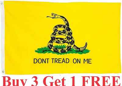 Bandiera Gadsden 3x5 FT "Don't Tread On Me" Serpente - Gialla Per Tea Party E Patrioti USA