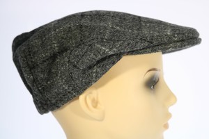 Mens-Glen-Appin-authentic-Harris-Tweed-Flat-County-Cap-Gray-Check