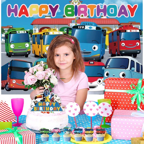 Tayo The Little Bus Party Decor Set Balloons Cake Toppers Banner Birthday Gift - Picture 6 of 7