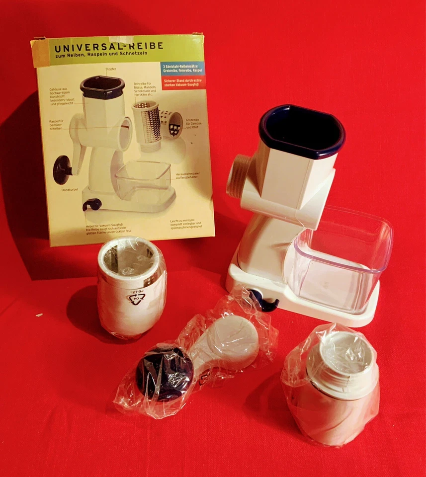 Universalreibe zum Reiben, Raspeln u. Schnetzeln, 3 Edelstahl-Reibesätze