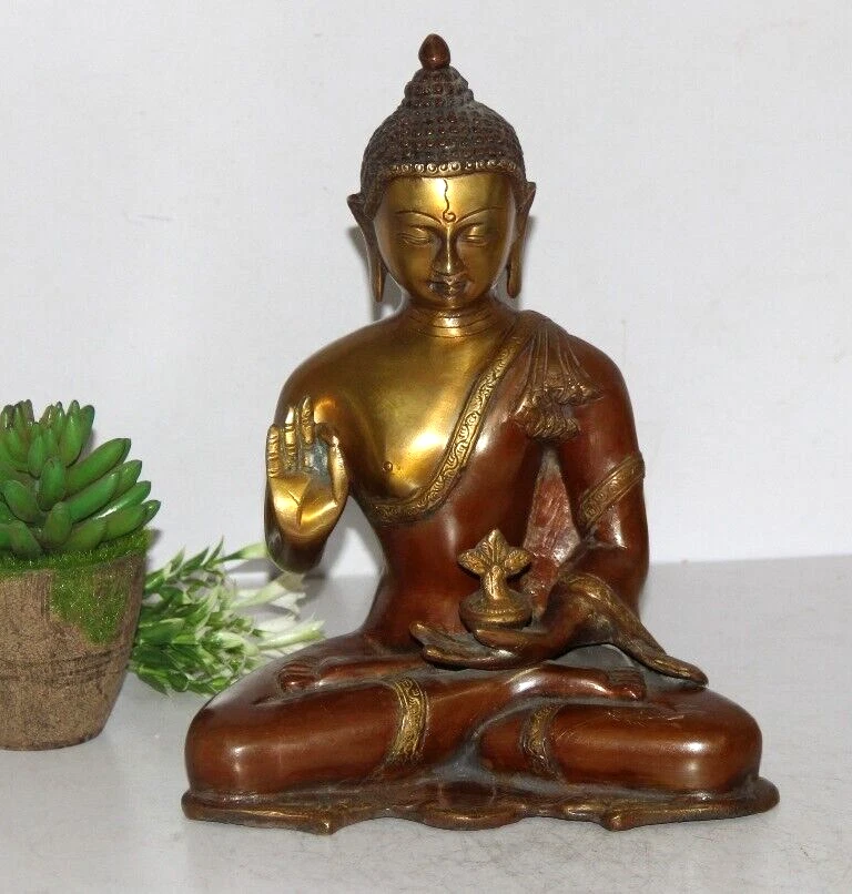 古董黄铜手工冥想瑜伽佛陀雕塑佛像 — 第 2/4 张图片