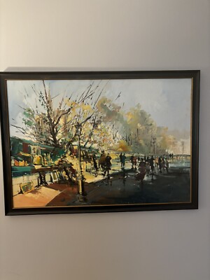 Paris, France Original Painting  Along the Seine  Signed Perceval