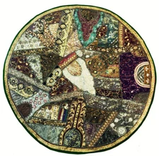 60" STUNNING DÉCOR BEADED GIFT FOR HIM SARI MOTI WALL HANGING ROUND TAPESTRY