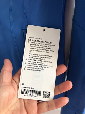NWT Lululemon Define Jacket *Luon Full Zip Blue Nile Size 6