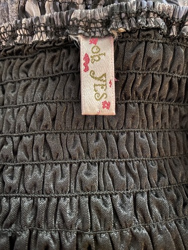 Y2K Black Leopard Animal Print Tired Ruffle Top Micro Mini Skirt Dress Sheer Lg - Picture 9 of 9