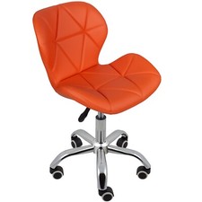 Cushioned Computer Desk Office Chair Chrome with Legs Lift Swivel Small Orange