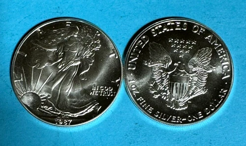 1987  American Silver Eagle - GEM BU taken fresh from the U.S. Mint tube