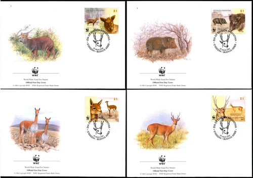 ARGENTINA - 2002 WWF 'ARGENTINIAN UNGULATES' Set of 4 First Day Covers [B1865]