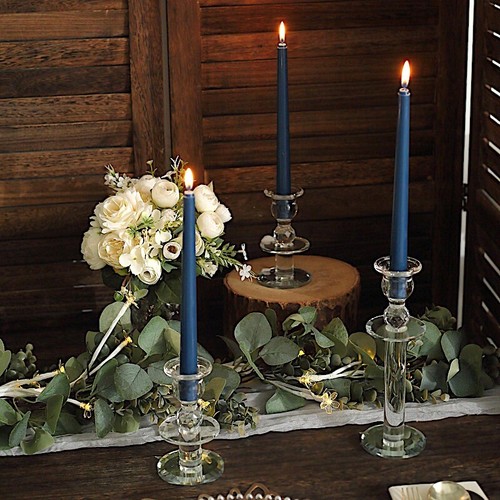 72 Navy Blue Premium 10" Taper Candles Unscented Dinner Party Wedding - Picture 5 of 8