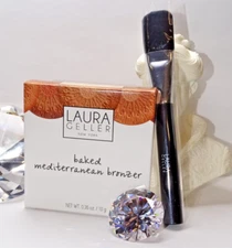 LAURA GELLER BAKED MEDITERRANEAN BRONZER .35 OZ + LAURA GELLER BRUSH!