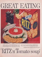 Print Ad Ritz Crackes 1953 Tomato Soup Full Page Large Magazine 10.5"x13.5"