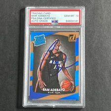 2017-18 Panini Donruss Rated Rookie #187 Bam Adebayo Signed Card PSA Slabbed Aut