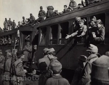 1918/72 Vintage ANDRE KERTESZ Soldier Men Train Brasso Romania Photo Art 11x14