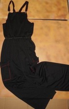 NWOT Black HIP HOP COSTUME OVERALLS Lightweight red stitching Men's Med