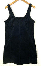 So Mini Pinafora Dress Womens Large Black Corduroy Open Back Thick Heavy
