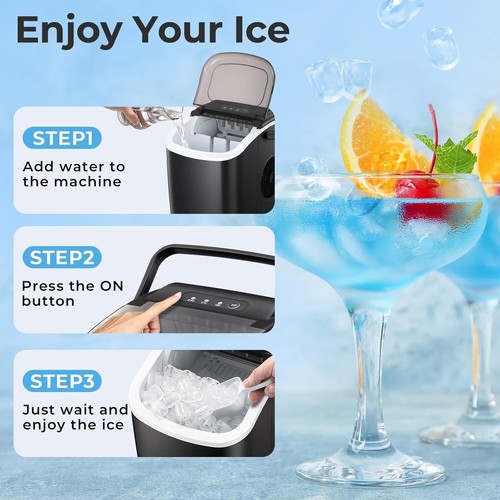 Compact Quiet Ice Maker with 26.5Lbs Daily Capacity - Ideal for Home and Travel - Picture 9 of 10