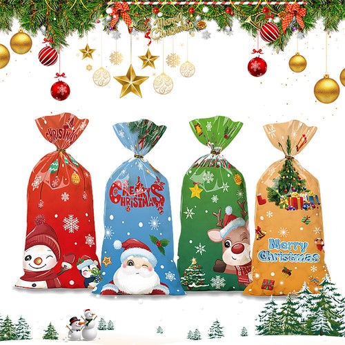 50PCS Christmas Candy Flat Pocket Gift Bag, 4-Color Mixed Family Pack, 11.08 FT - Picture 9 of 12