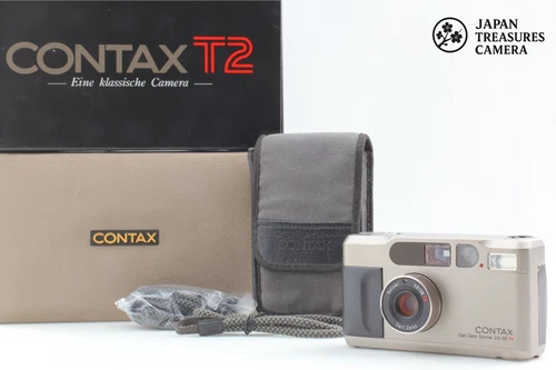 [ MINT+++ in Box ] CONTAX T2 D Titan Silver Point & Shoot 35mm Film Camera JAPAN