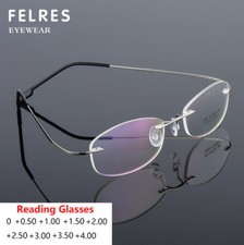 Men Women Rimless Metal Anti Blue Light Reading Glasses Ultralight Glasses New