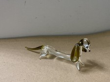 Glass Dachshund Dog Figure,Sausage Dog Ornament,Murano Glass,Lauscha Glass
