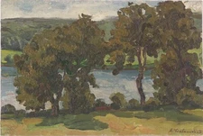 Anatoli Dovzhenko (1932-1991), "At the Riverside", Oil Painting, 1963 (1)